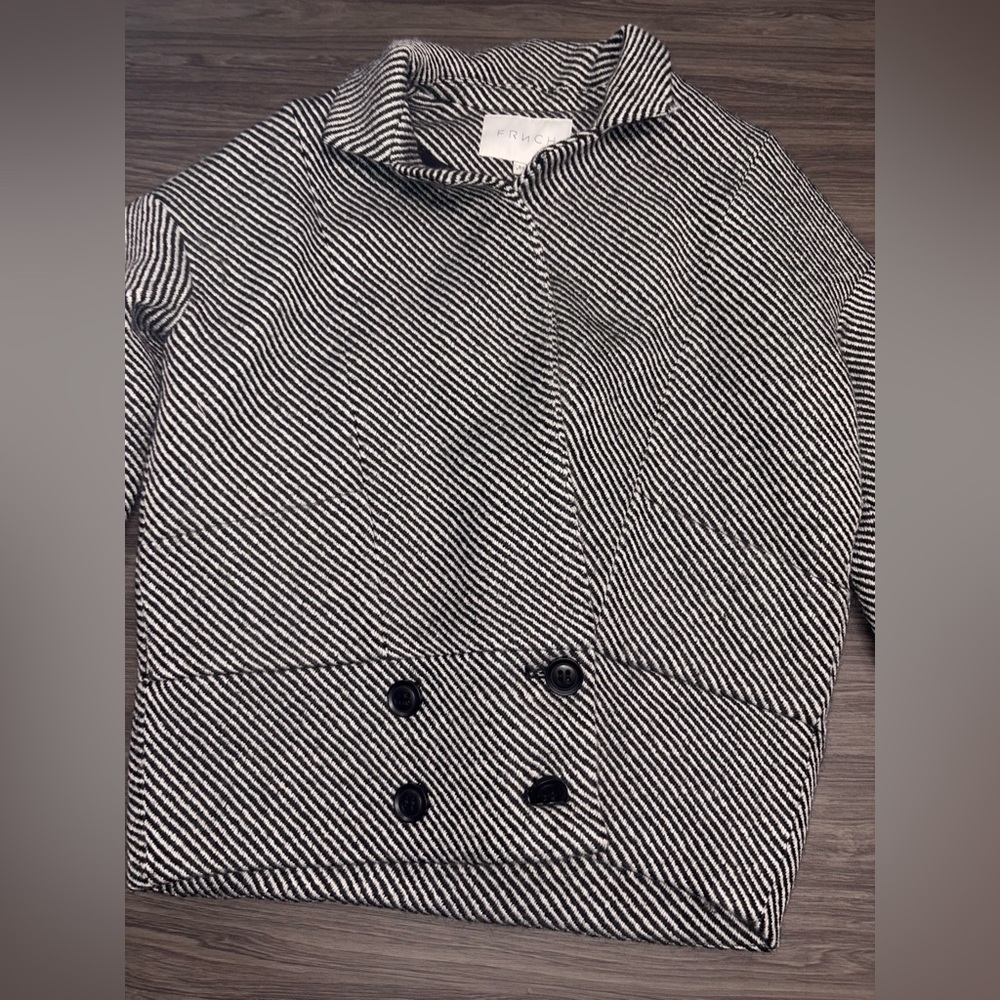 FRNCH Black and White Wool Coat Size S/M - Picture 2 of 8